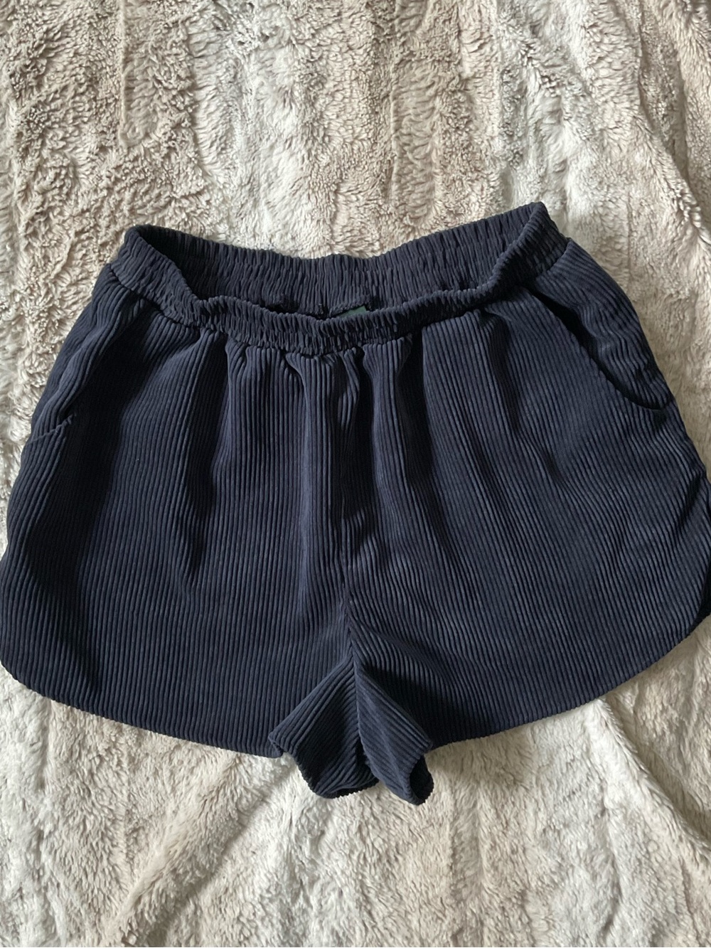 wild fable Navy Ribbed Elastic-Waist Athletic Shorts